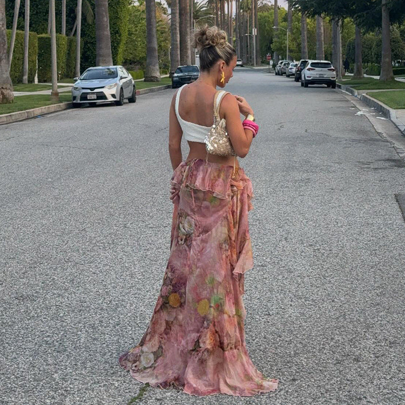 Aloura | Floral Ruffled Skirt