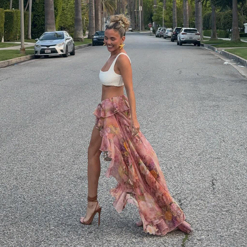 Aloura | Floral Ruffled Skirt