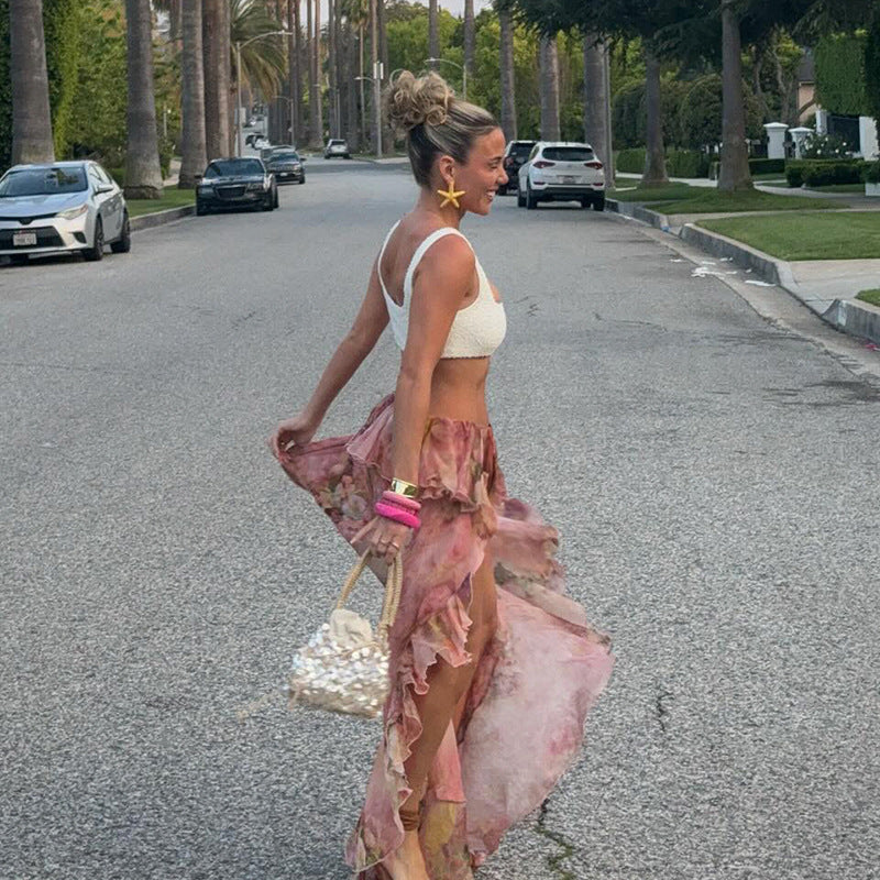 Aloura | Floral Ruffled Skirt